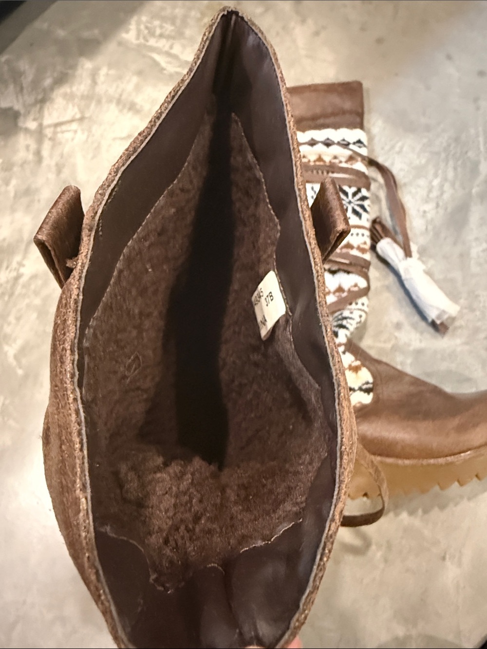Women’s Brown Knit-Detail Wedge Boots - Picture 2 of 3